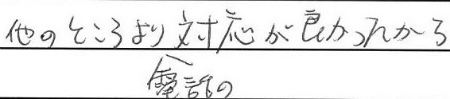 安かったのと、他のところより電話の対応が良かったから
